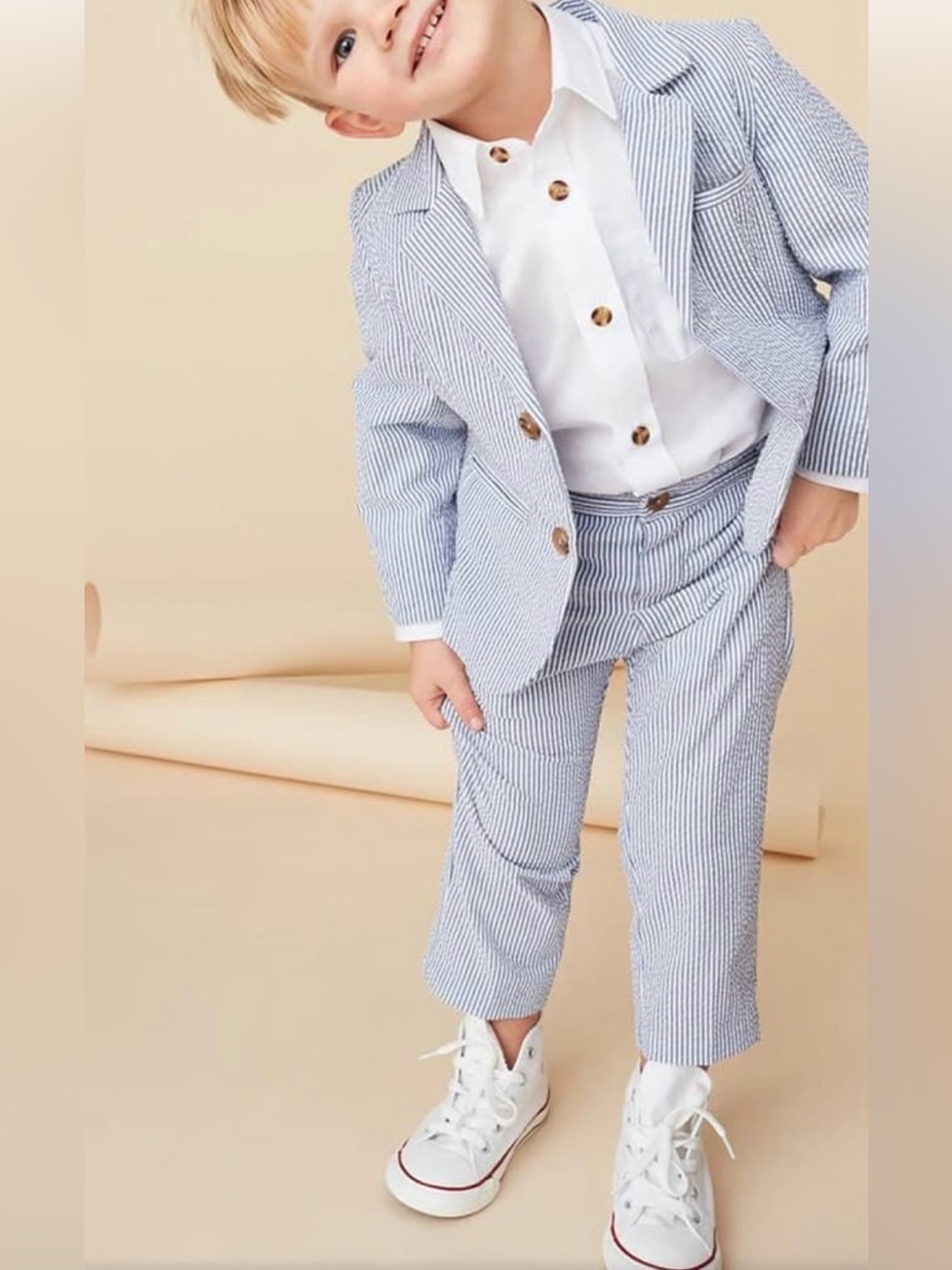 Kids Blue and White Seersucker Suit
